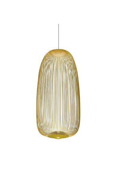 minimalist elliptical wire cage pendant light | Aluminum | Front view isolated on white background | vexa lamps
