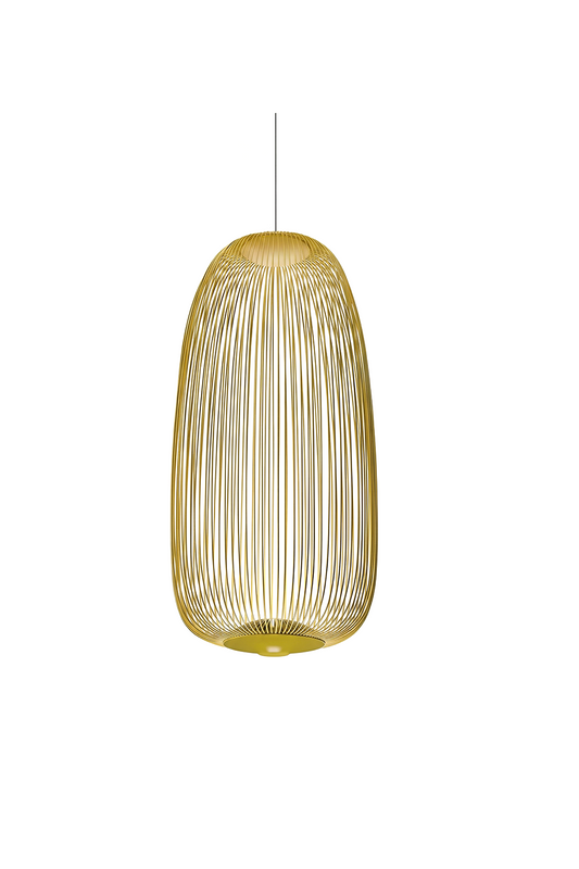 minimalist elliptical wire cage pendant light | Aluminum | Front view isolated on white background | vexa lamps