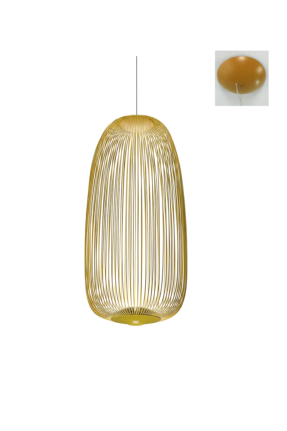 minimalist elliptical wire cage pendant light | Aluminum | Front view isolated on white background | vexa lamps