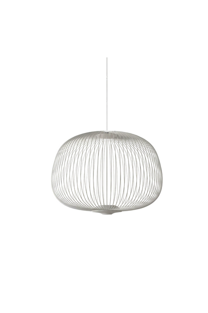 minimalist elliptical wire cage pendant light | Aluminum | Front view isolated on white background | vexa lamps