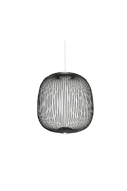 minimalist elliptical wire cage pendant light | Aluminum | Front view isolated on white background | vexa lamps