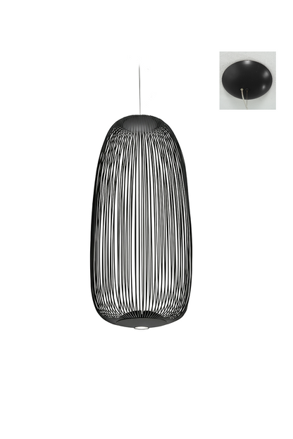 minimalist elliptical wire cage pendant light | Aluminum | Front view isolated on white background | vexa lamps