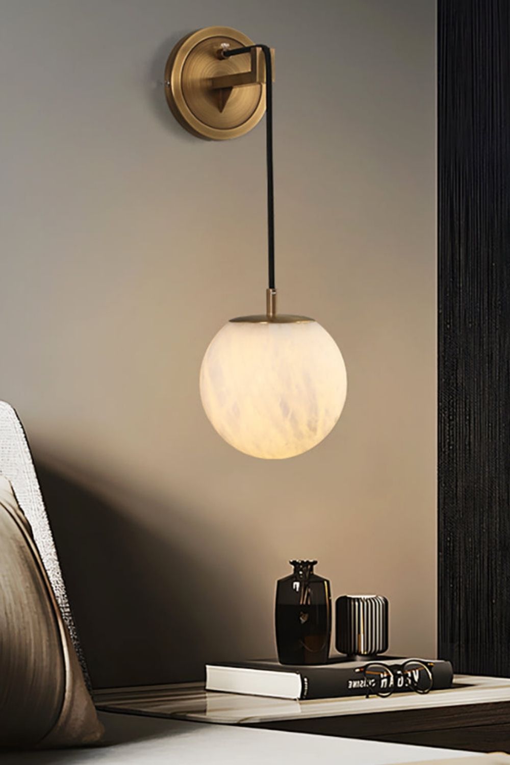 Minimalist Spherical Alabaster Wall Lamp - view 11 | everlamps