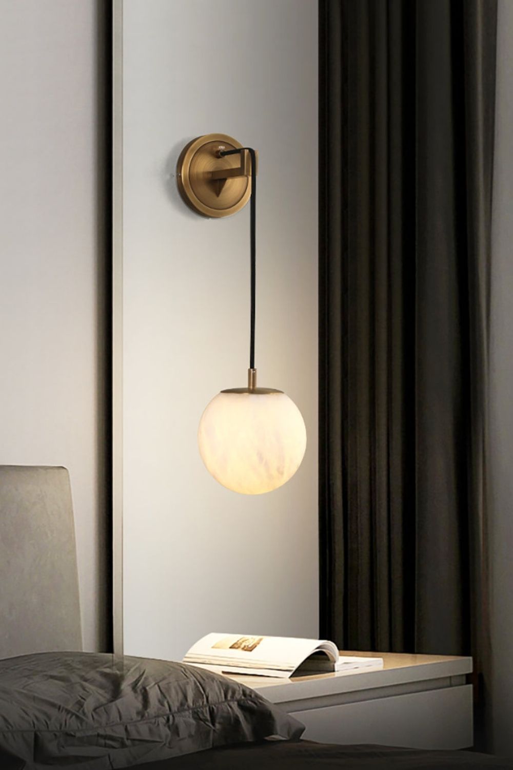 Minimalist Spherical Alabaster Wall Lamp - view 12 | everlamps