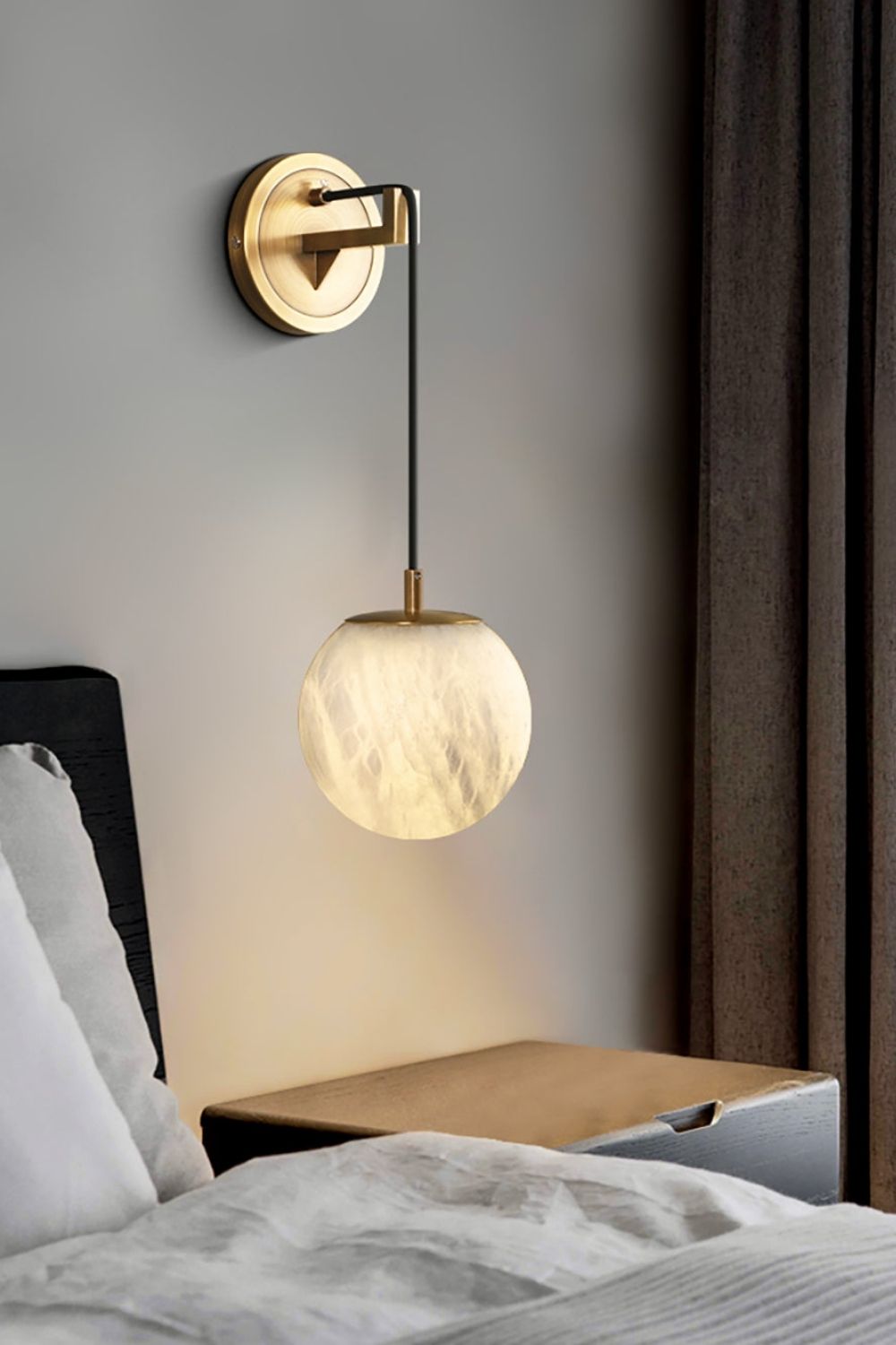 Minimalist Spherical Alabaster Wall Lamp - view 13 | everlamps