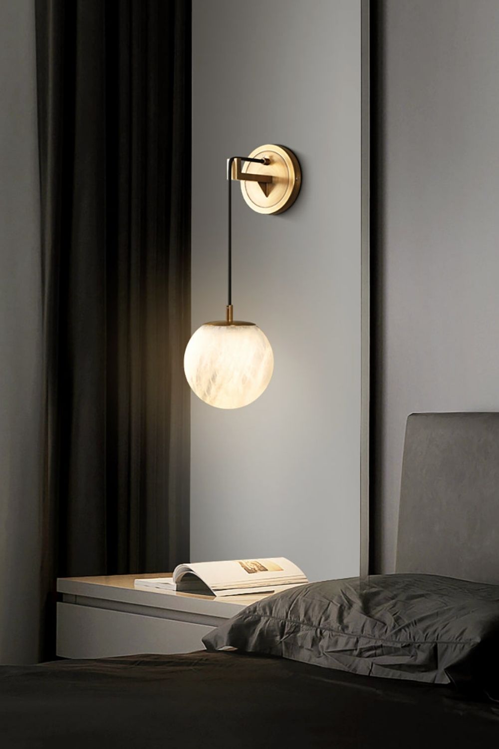 Minimalist Spherical Alabaster Wall Lamp - view 14 | everlamps