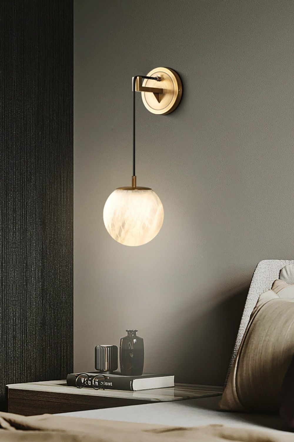 Minimalist Spherical Alabaster Wall Lamp - view 2 | everlamps