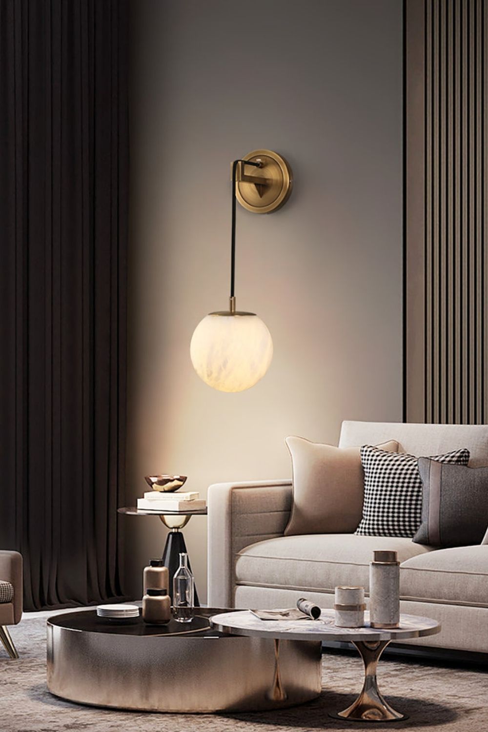 Minimalist Spherical Alabaster Wall Lamp - view 17 | everlamps