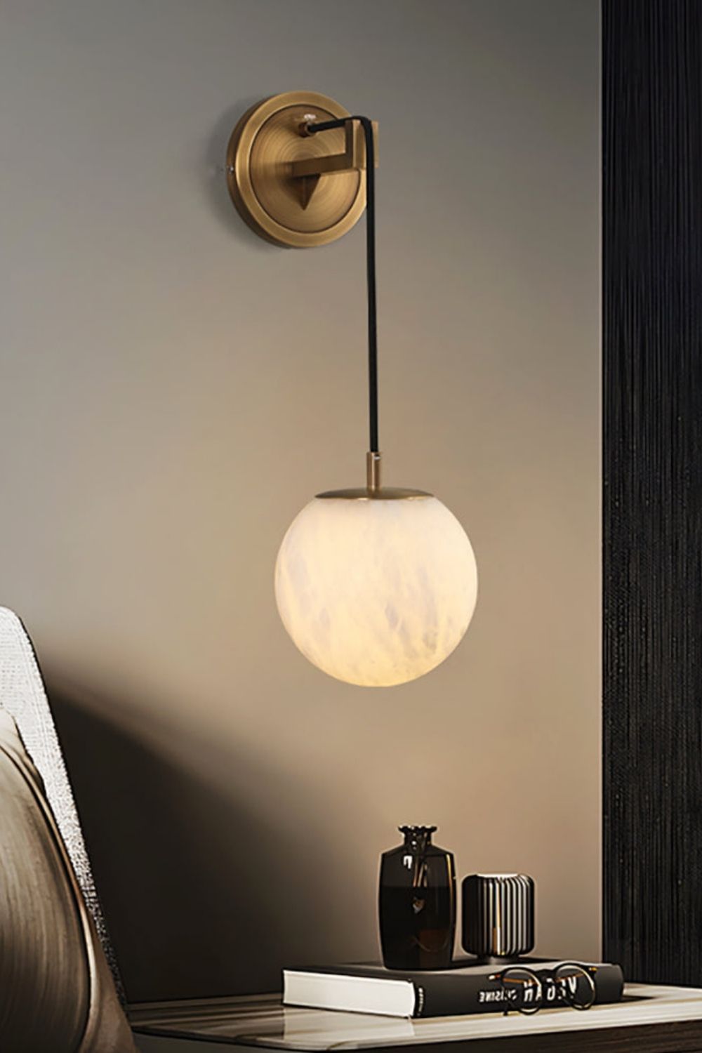 Minimalist Spherical Alabaster Wall Lamp - view 3 | everlamps