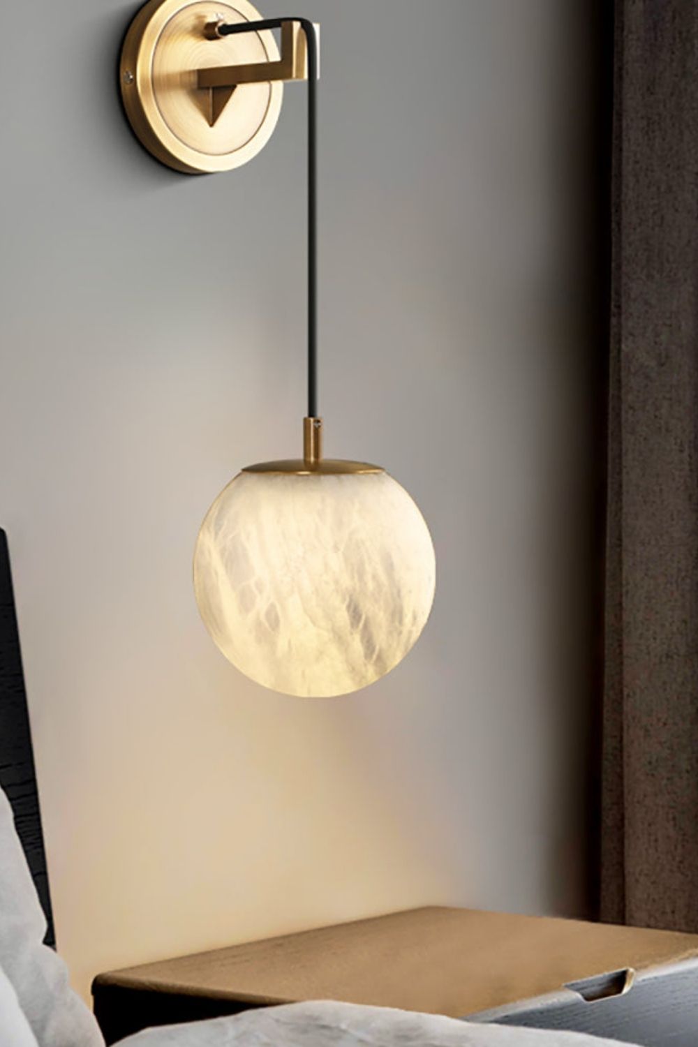 Minimalist Spherical Alabaster Wall Lamp - view 4 | everlamps