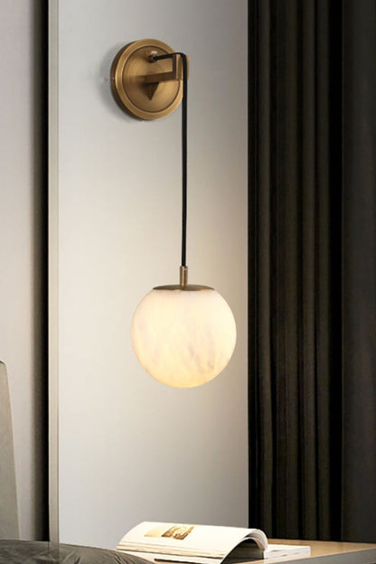 Minimalist Spherical Alabaster Wall Lamp - view 5 | everlamps
