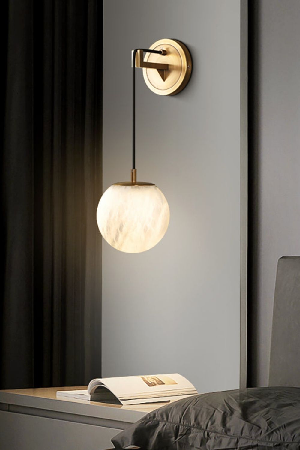 Minimalist Spherical Alabaster Wall Lamp - view 6 | everlamps
