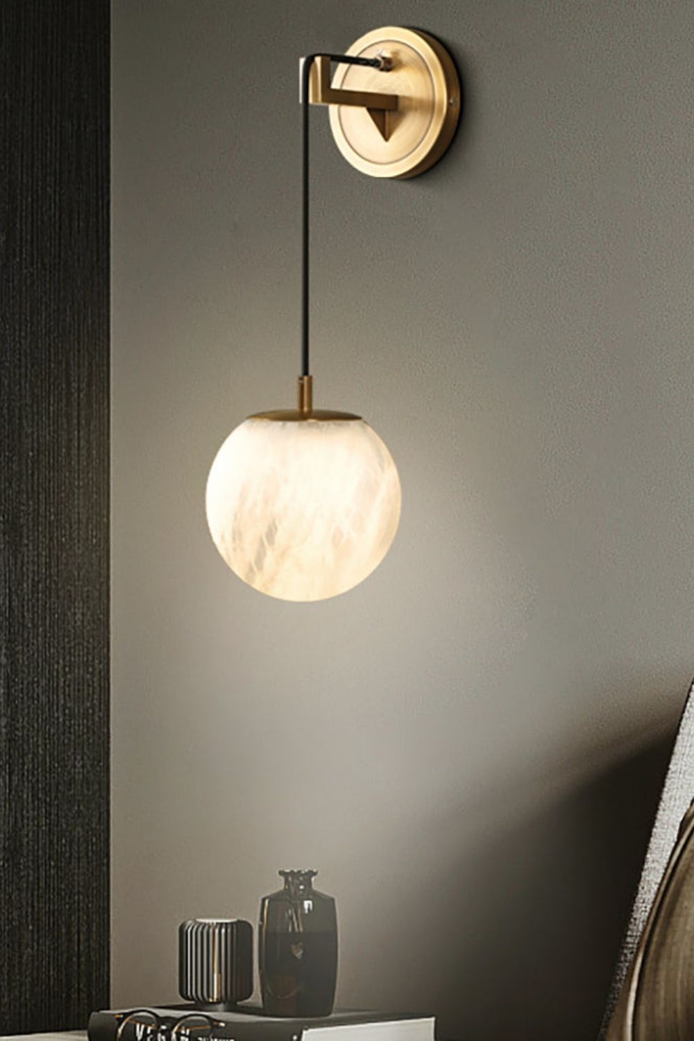Minimalist Spherical Alabaster Wall Lamp - view 7 | everlamps