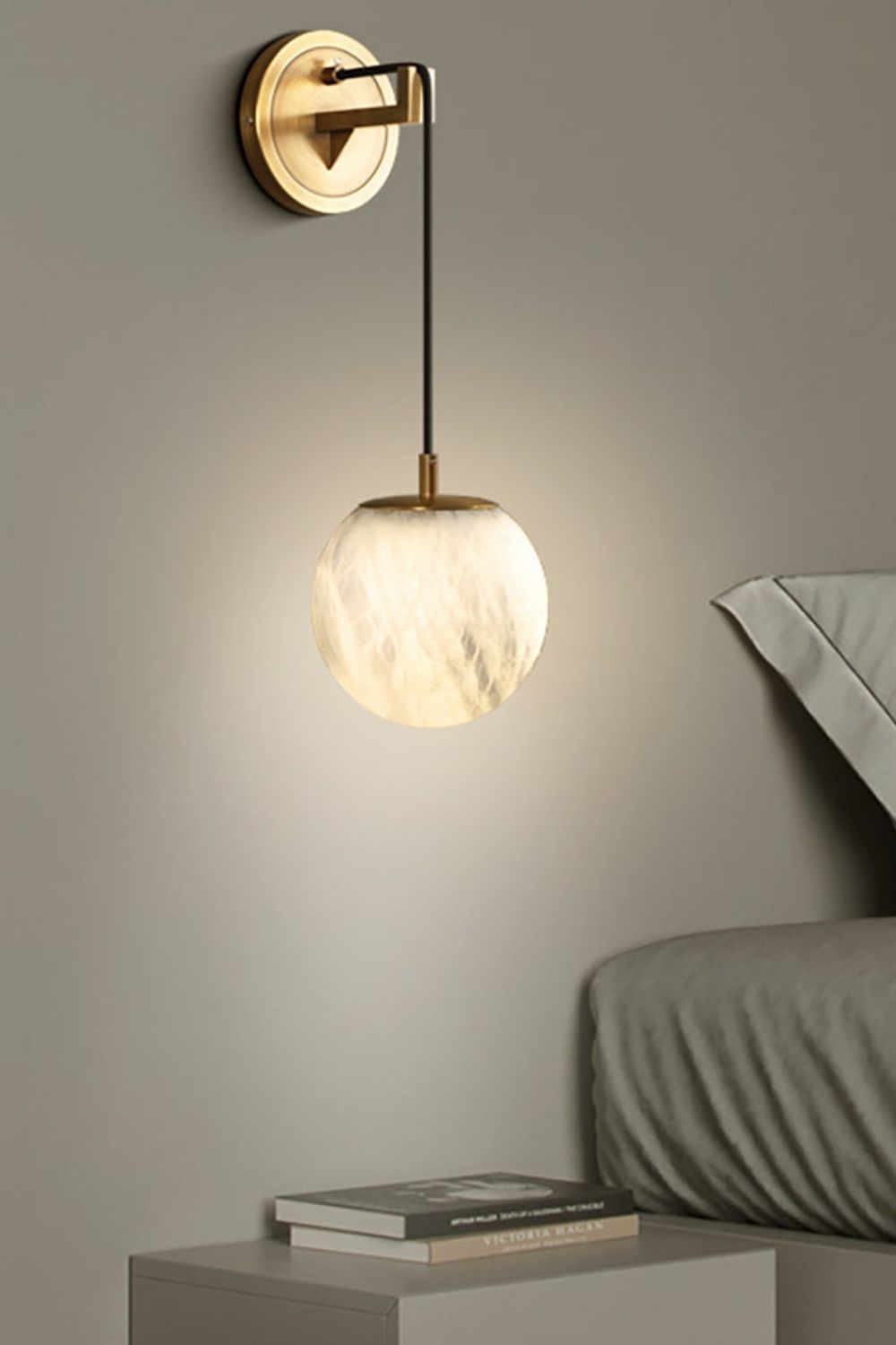 Minimalist Spherical Alabaster Wall Lamp - view 8 | everlamps