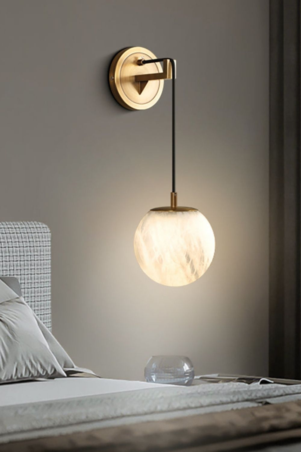 Minimalist Spherical Alabaster Wall Lamp - view 9 | everlamps