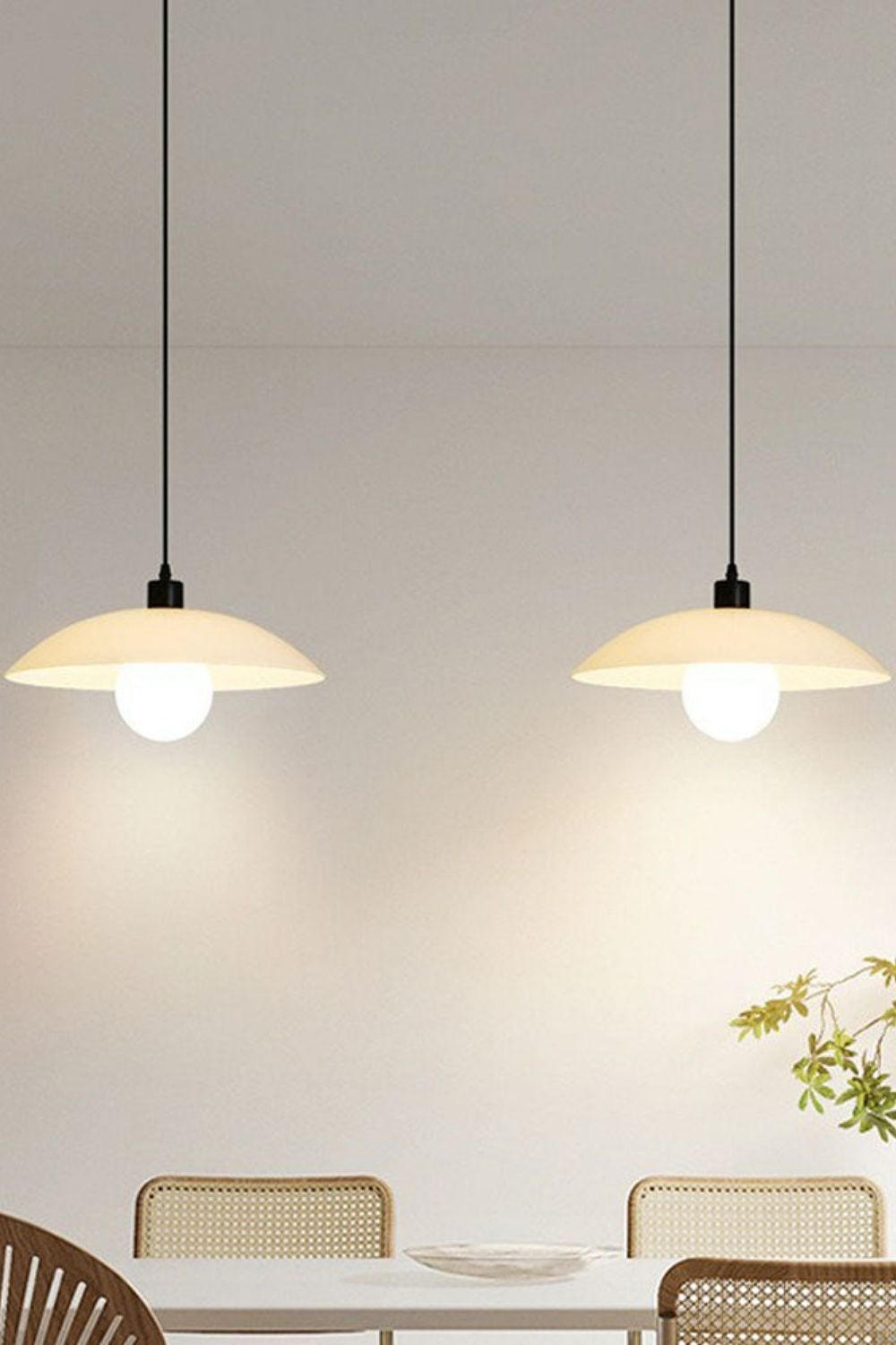 Minimalist White Disc Glass Pendant Light - view 4 | everlamps