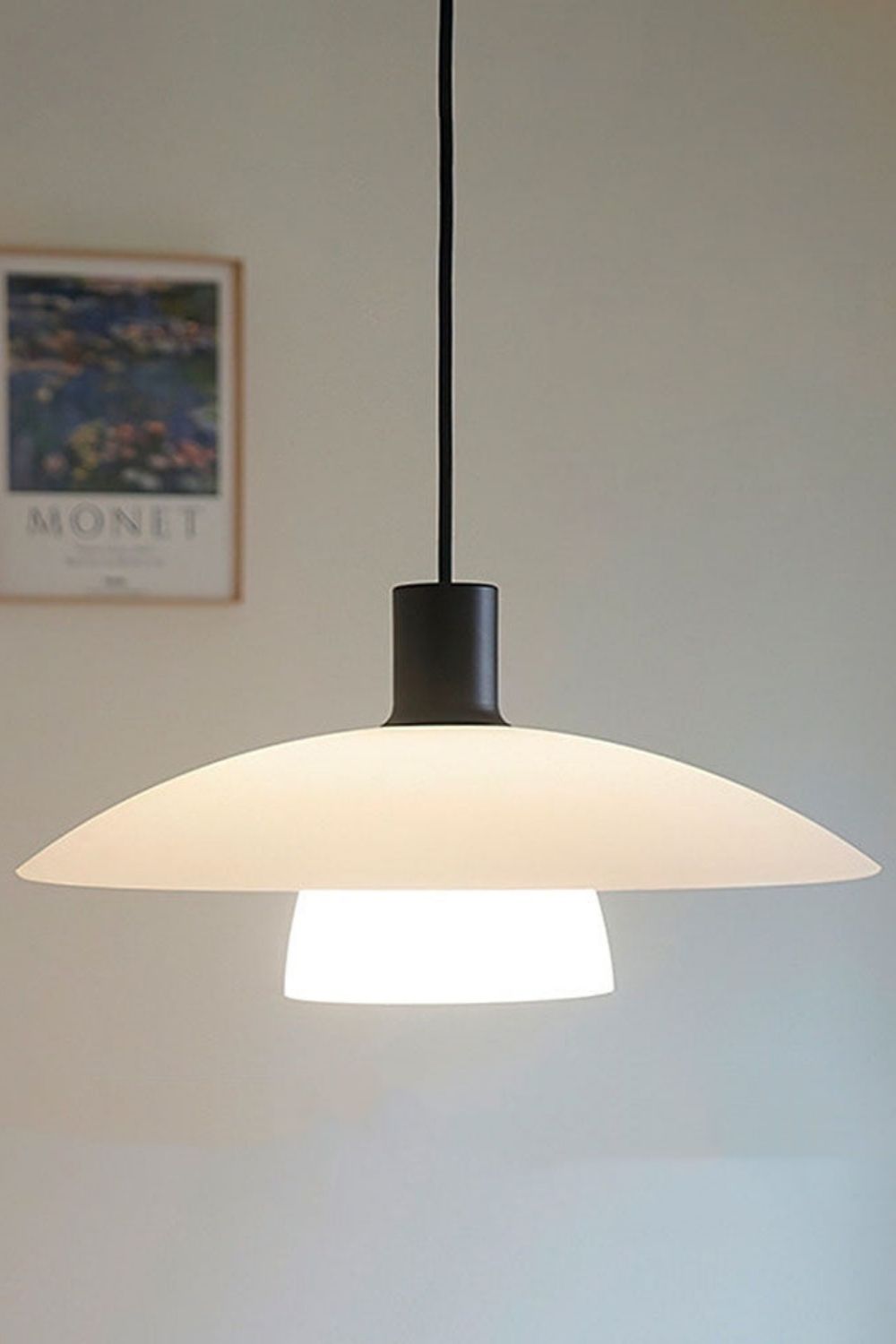 Minimalist White Disc Glass Pendant Light - view 5 | everlamps