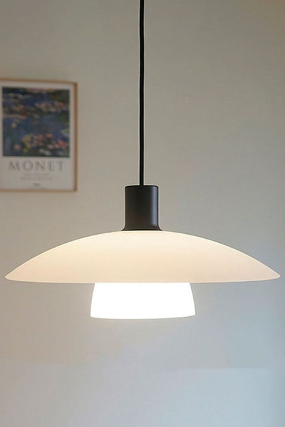 Minimalist White Disc Glass Pendant Light - view 5 | everlamps