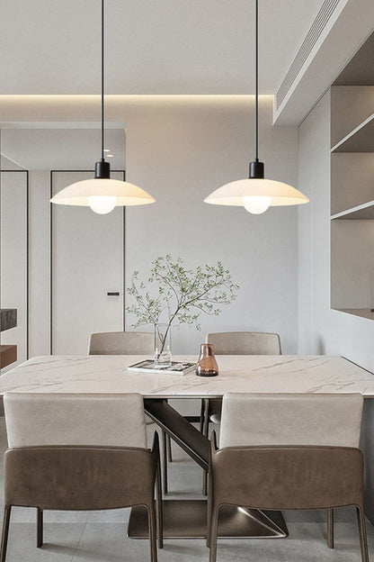 Minimalist White Disc Glass Pendant Light - view 6 | everlamps