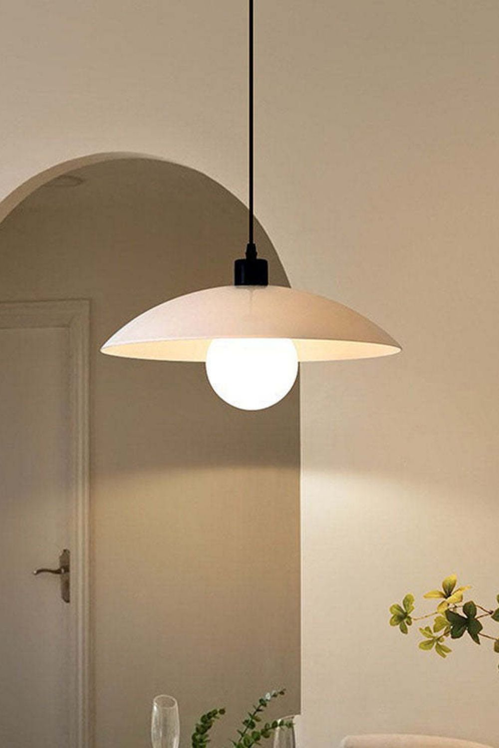 Minimalist White Disc Glass Pendant Light - view 8 | everlamps