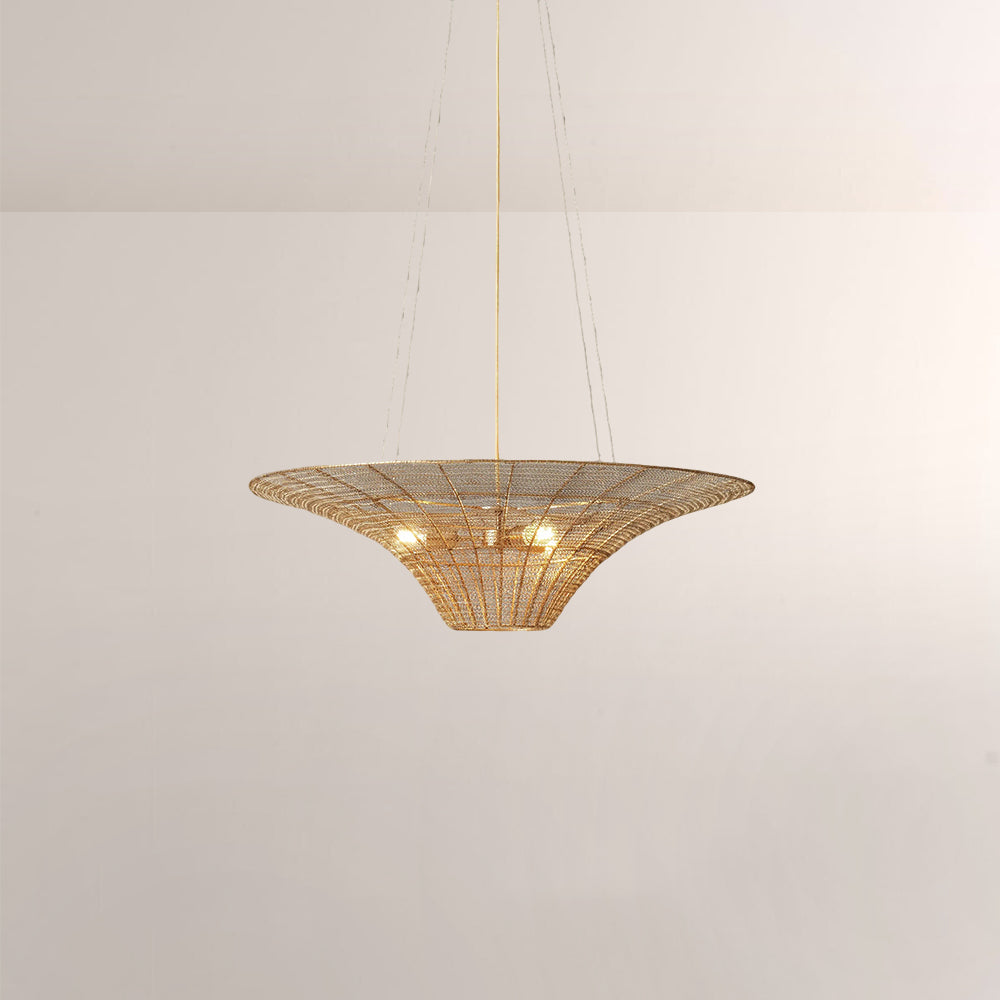Liora Woven Antique Brass Caping Chandelier 36"D