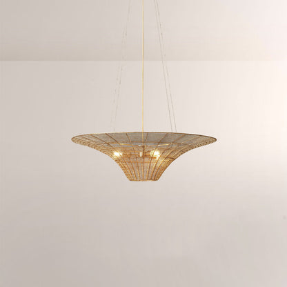Liora Woven Antique Brass Caping Chandelier 36"D