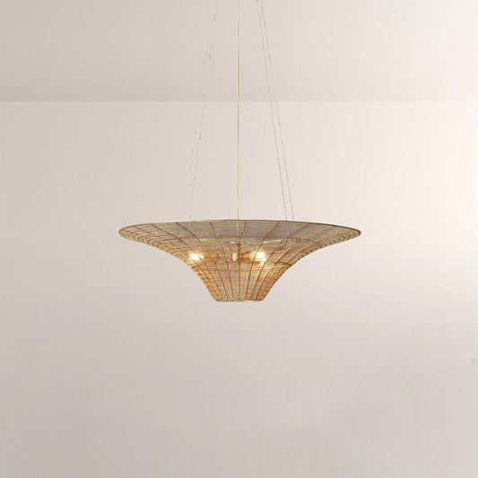 Liora Woven Antique Brass Caping Chandelier 36"D