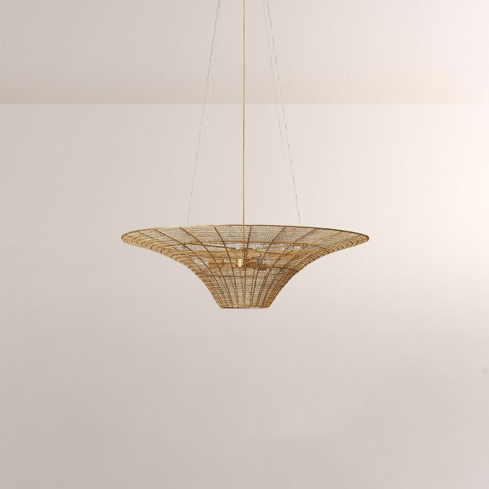 Liora Woven Antique Brass Caping Chandelier 36"D