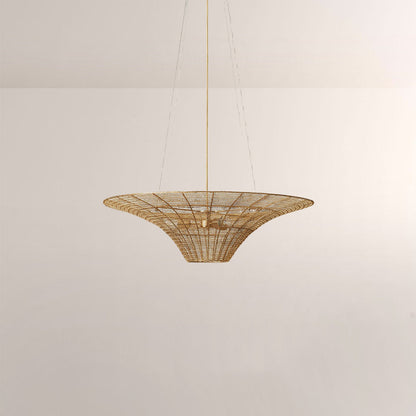 Liora Woven Antique Brass Caping Chandelier 36"D