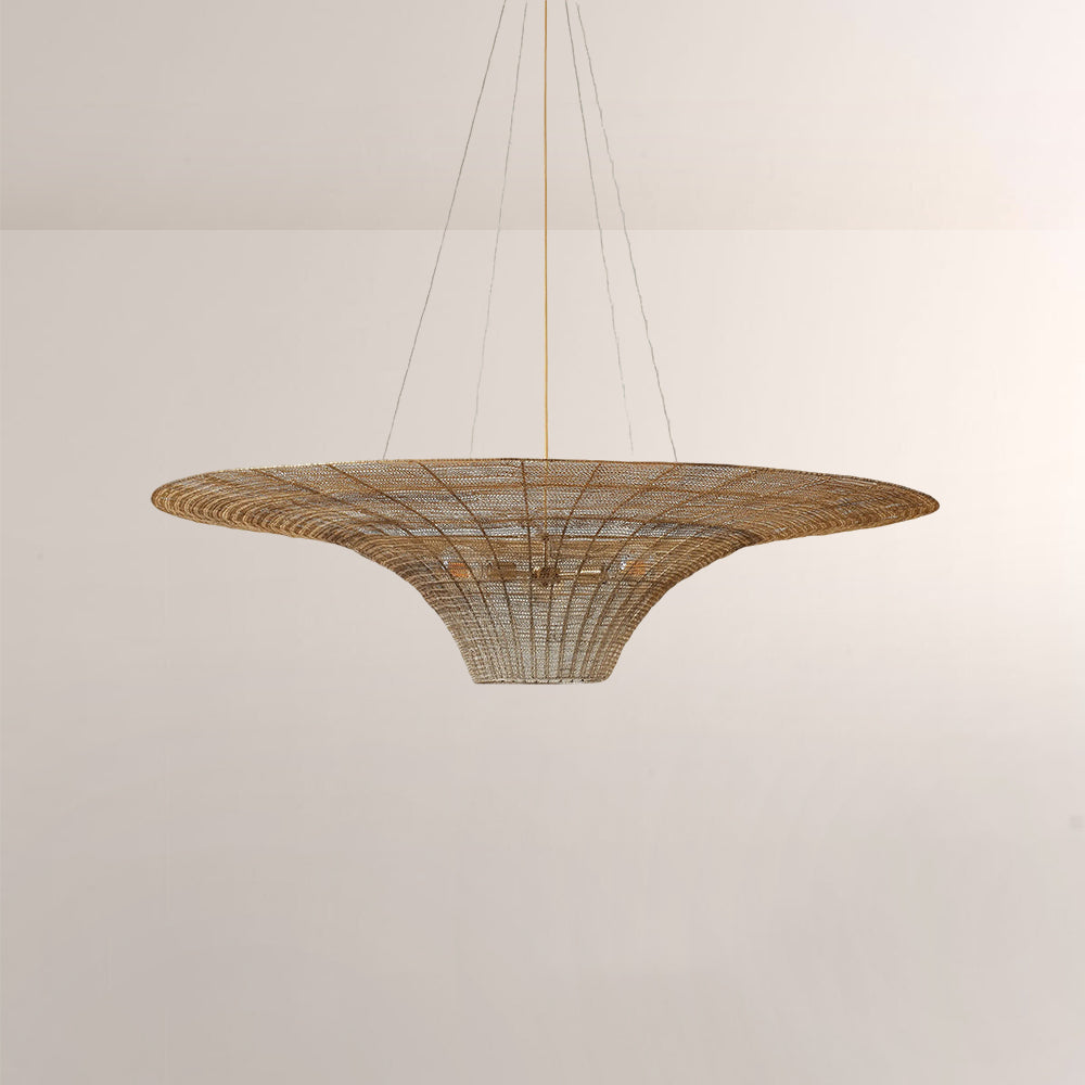 Liora Woven Antique Brass Caping Chandelier 36"D