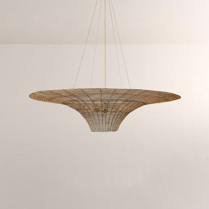 Liora Woven Antique Brass Caping Chandelier 36"D