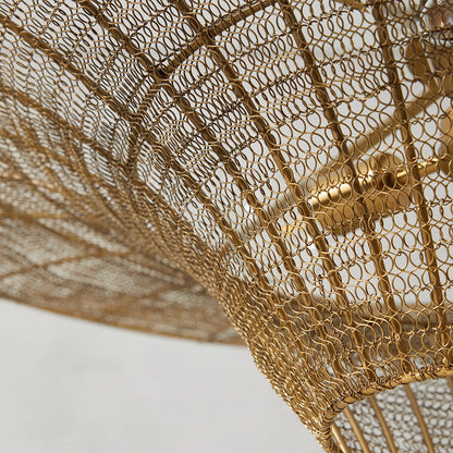 Liora Woven Antique Brass Caping Chandelier 36"D
