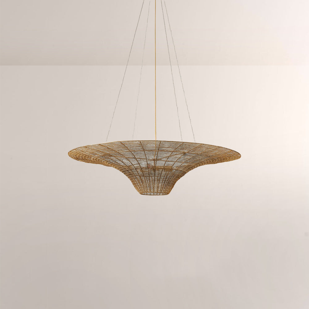 Liora Woven Antique Brass Caping Chandelier 36"D