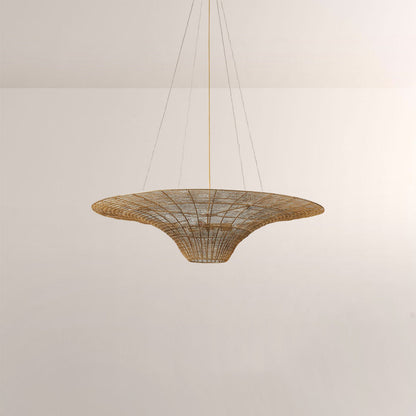 Liora Woven Antique Brass Caping Chandelier 36"D
