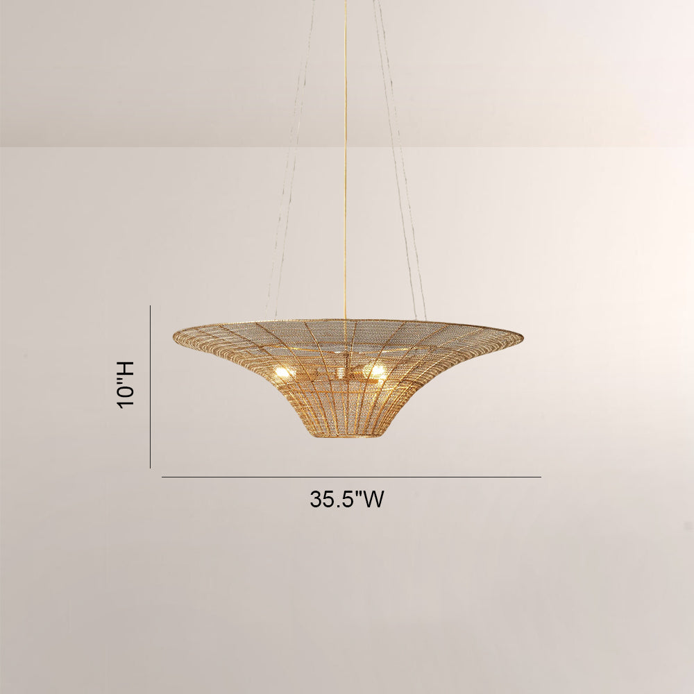 Liora Woven Antique Brass Caping Chandelier 36"D