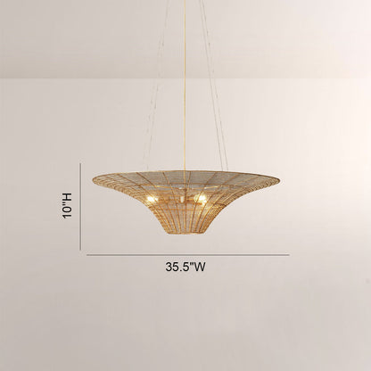 Liora Woven Antique Brass Caping Chandelier 36"D