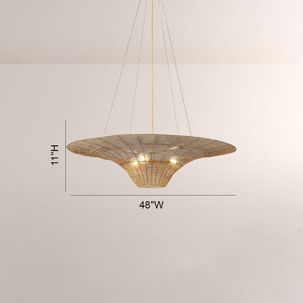 Liora Woven Antique Brass Caping Chandelier 36"D