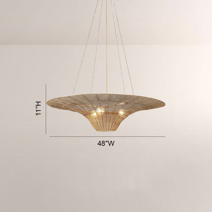 Liora Woven Antique Brass Caping Chandelier 36"D