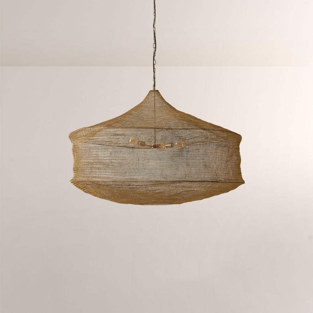 Liora Woven Antique Brass Cylinder Chandelier 36"D