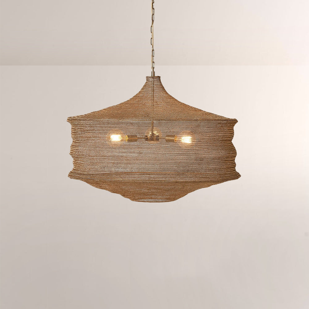 Liora Woven Antique Brass Cylinder Chandelier 36"D