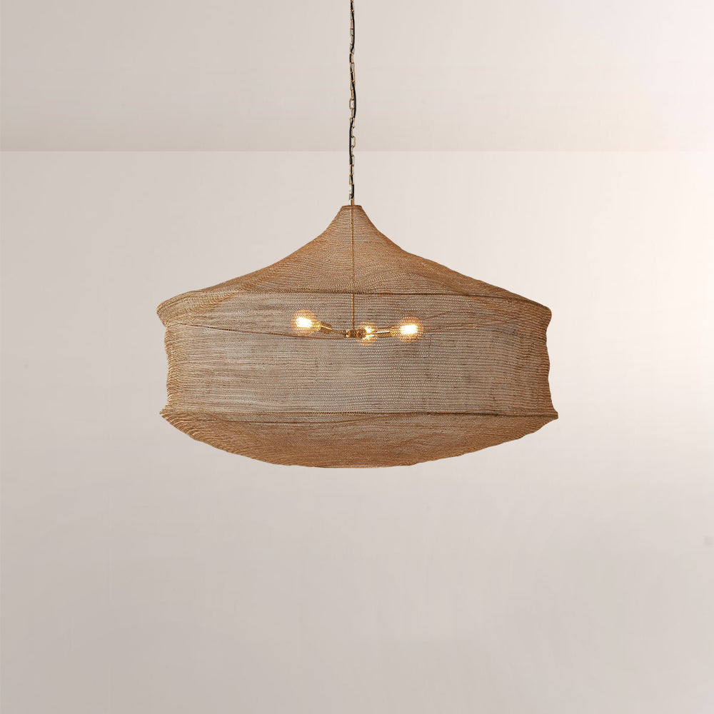 Liora Woven Antique Brass Cylinder Chandelier 36"D