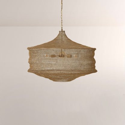 Liora Woven Antique Brass Cylinder Chandelier 36"D