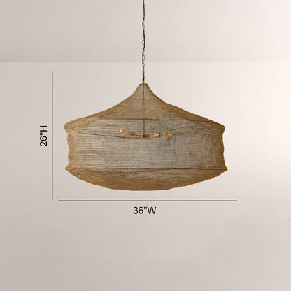 Liora Woven Antique Brass Cylinder Chandelier 36"D