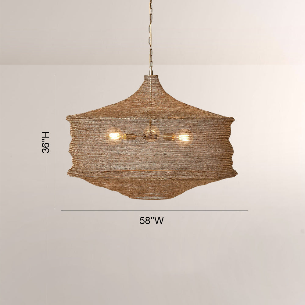Liora Woven Antique Brass Cylinder Chandelier 36"D