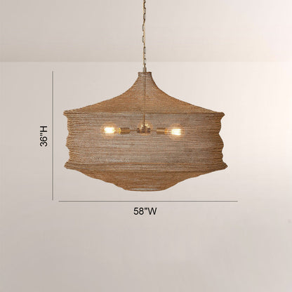 Liora Woven Antique Brass Cylinder Chandelier 36"D