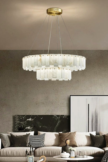 Modern Alabaster Celestial Round Chandelier - view 9 | everlamps