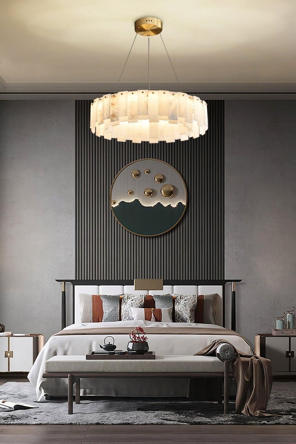 Modern Alabaster Celestial Round Chandelier - view 10 | everlamps