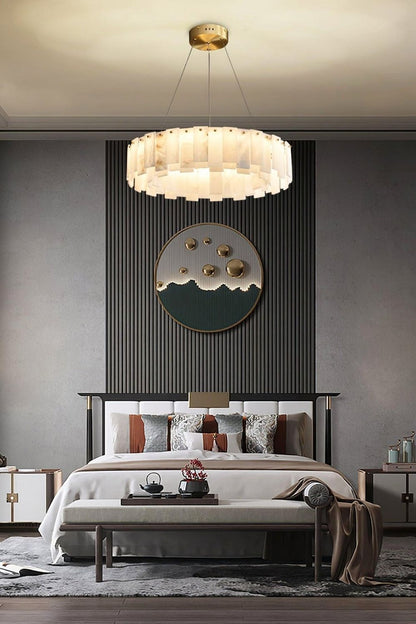 Modern Alabaster Celestial Round Chandelier - view 10 | everlamps