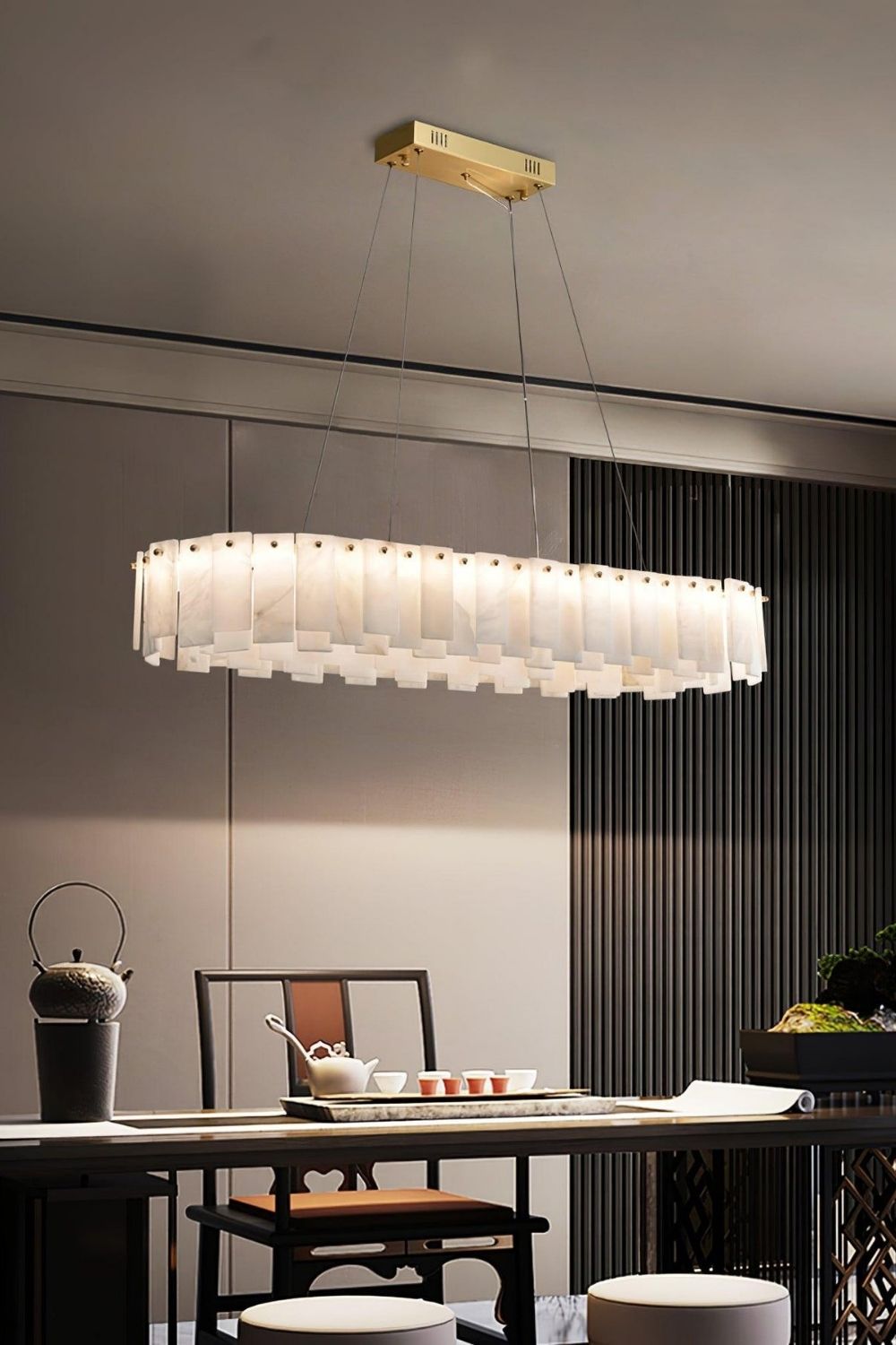 Modern Alabaster Celestial Round Chandelier - view 11 | everlamps