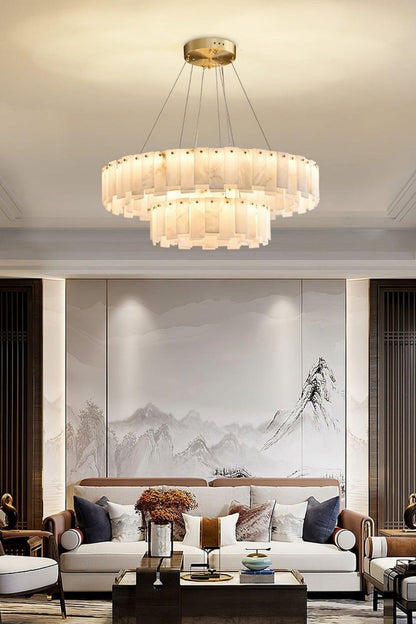 Modern Alabaster Celestial Round Chandelier - view 12 | everlamps